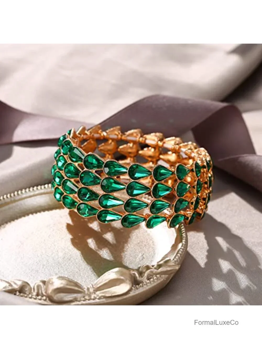 Crystal Stretch Bangle Bracelet Art Deco Vintage Women Wedding Jewelry